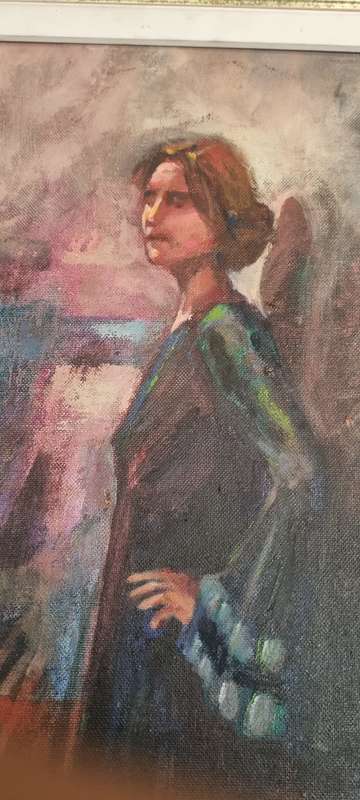 Yve Hofer. ORIGINAL OIL FRAMED. In the Studio