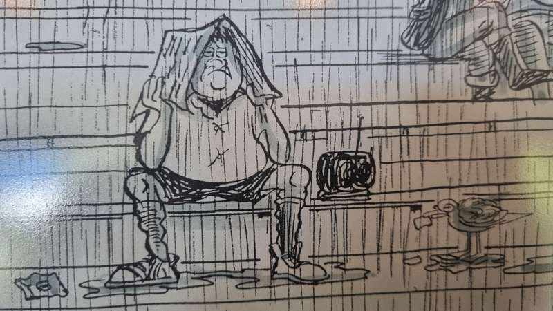 Tony Grogan. Cape Times Rugby Newlands cartoon with hand inscription and signature.