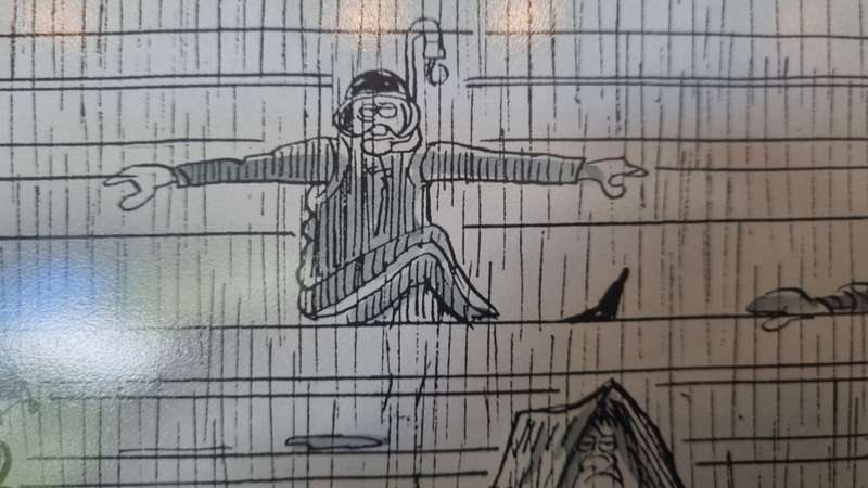 Tony Grogan. Cape Times Rugby Newlands cartoon with hand inscription and signature.