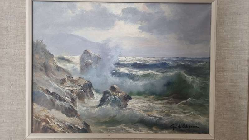 Guido Odierna ( 1913-1991). Italian coastal scene. Original Oil