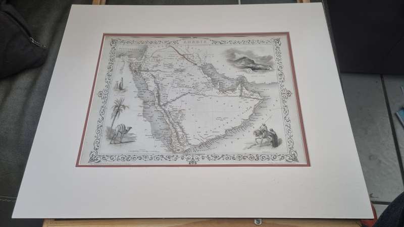 Arabia . ORIGINAL 1851 MAP, ILLUSTRATED. Drawn and Engraved by Rapkin.