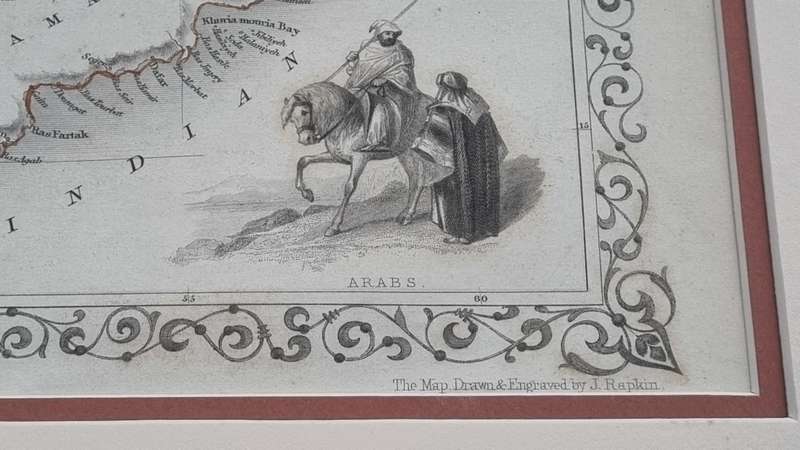 Arabia . ORIGINAL 1851 MAP, ILLUSTRATED. Drawn and Engraved by Rapkin.