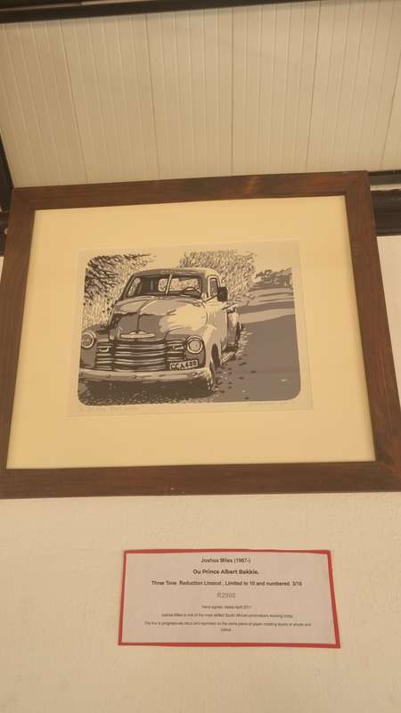 Joshua Miles. Ou Prince Albert Bakkie. Limited Reduction Linocut. NICE FRAME.
