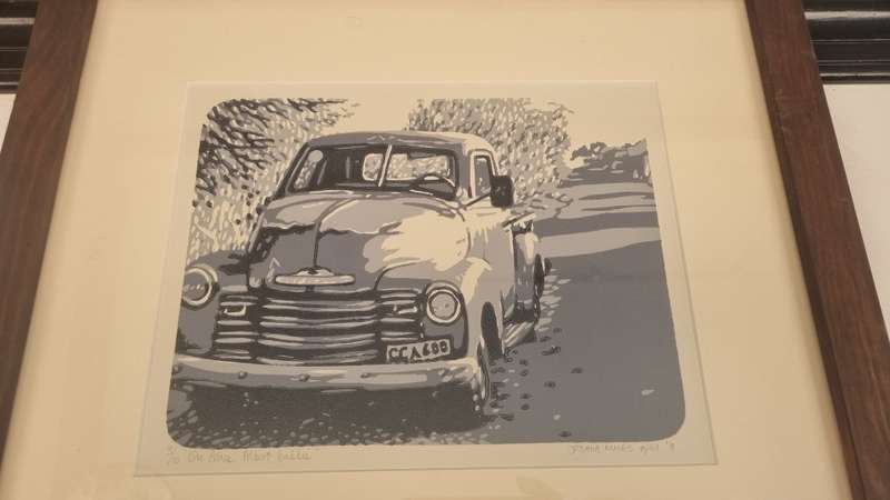 Joshua Miles. Ou Prince Albert Bakkie. Limited Reduction Linocut. NICE FRAME.