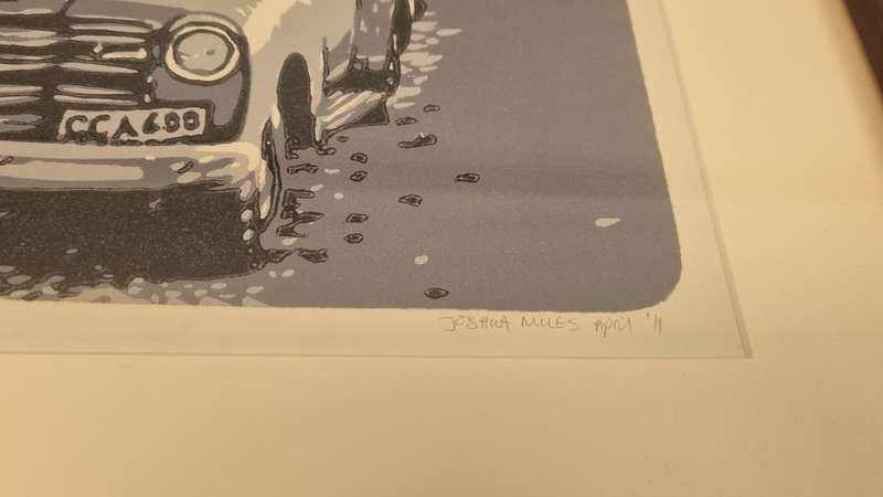 Joshua Miles. Ou Prince Albert Bakkie. Limited Reduction Linocut. NICE FRAME.