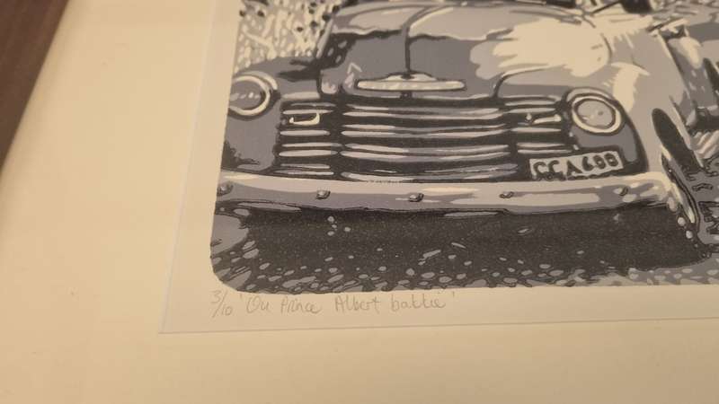 Joshua Miles. Ou Prince Albert Bakkie. Limited Reduction Linocut. NICE FRAME.