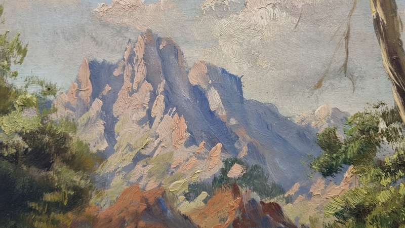 Titta Fasciotti (1927-1993). Stellenbosch Mountains . Original Oil in original ornate FRAME!