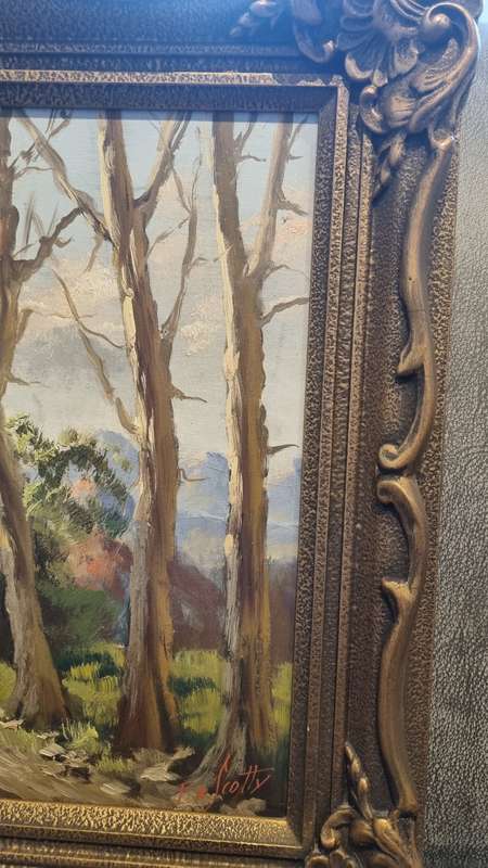 Titta Fasciotti (1927-1993). Stellenbosch Mountains . Original Oil in original ornate FRAME!