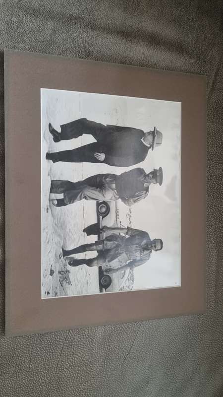 Mounted original press photograph of Winston Churchill and General Montgomery  in Africa Desert 1942