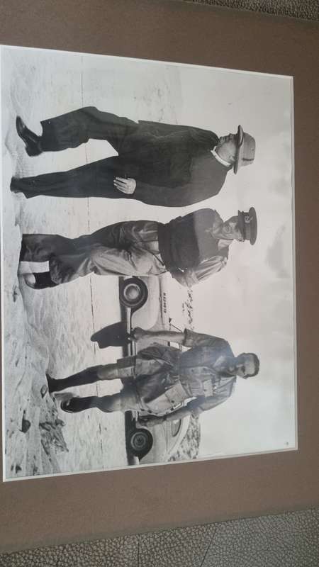 Mounted original press photograph of Winston Churchill and General Montgomery  in Africa Desert 1942