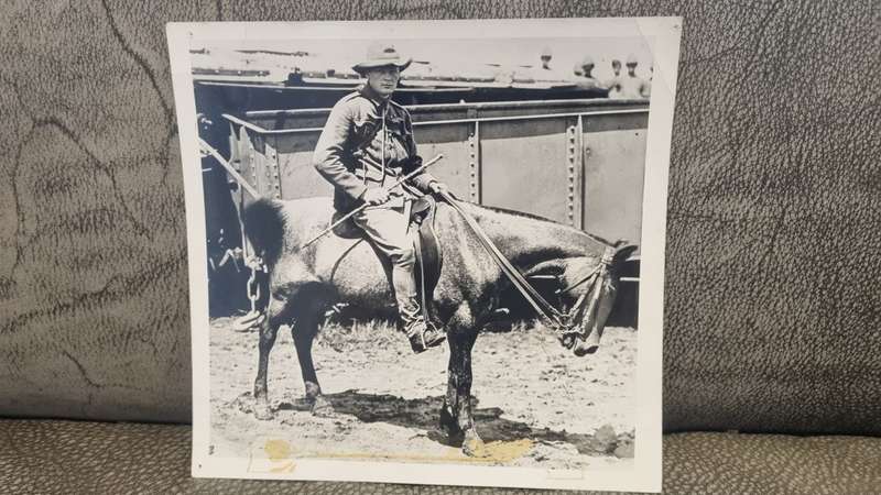 Original press photograph of Winston Churchill mounted on a donkey during the Boer War in 1899