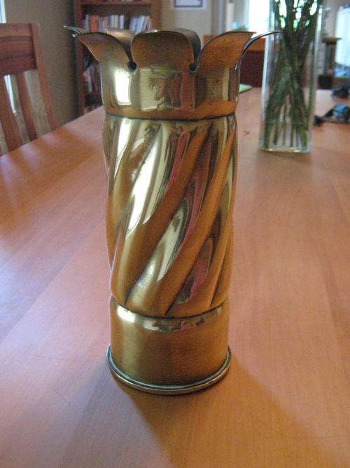 1918 German World War 1 Brass Shell.  Trench Art. Imperial Eagle, Berndorf Stamps.