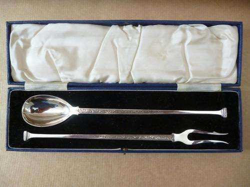 Sterling Silver Fork and Spoon Set. Hallmark Sheffield 1937.  Beautiful for pickle , olive, serving