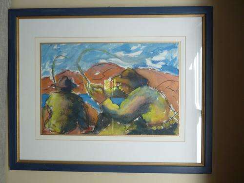 Kervin Cupido! Original signed Acrylic and Watercolour Mixed Media of Fishermen.