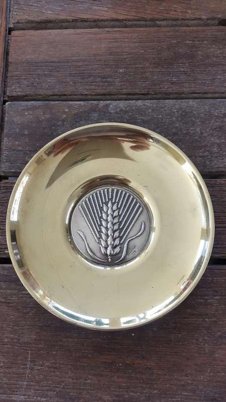 Sterling Silver and Brass Bowl. Marked, with box, papers. Ancient  Greek Coin. Lalaounis Greek Jewel