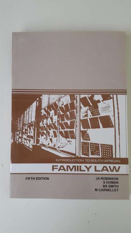 Introduction to South African Family Law. Fifth Edition.  PRICE SPECIAL!