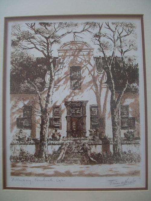 Tinus de Jongh Signed Blindstamped NUMBERED Etching 33/150. Stellenberg, Kenilworth, Cape Town. SALE