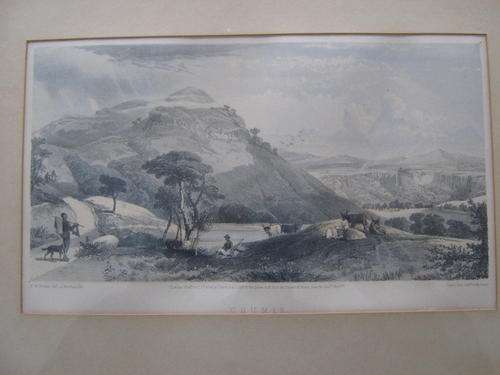 Original Thomas Bowler Engraving. Tyumie Peak near Hogsback Eastern Cape. Framed. Excellent cond.