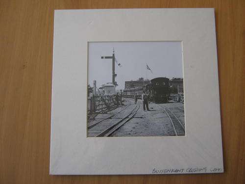 Train at Buitenkant Crossing near Castle Cape Town c. 1900 Stunning Detail Mounted 24 x 24 cm.