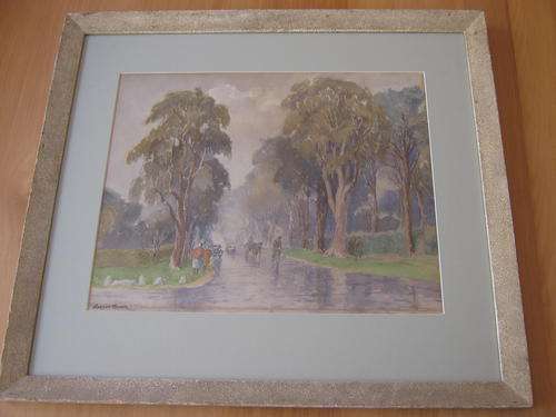 Gordon Taylor  (1891 -  1971) Signed Original Framed Watercolour.  Rosmead Avenue 1947, Cape Town.