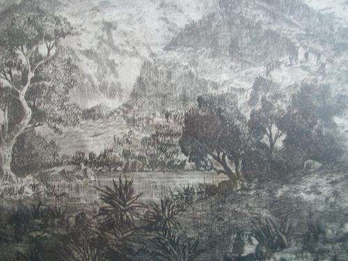 Tinus de Jongh Etching Zwartberg Signed. Mounted and Framed.