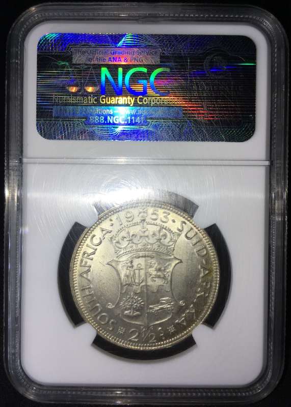 1953 2.5 SHILLINGS NGC MS63 *R1 AUCTION!*