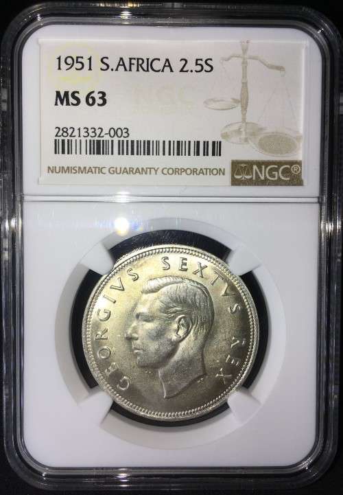 1951 2.5 SHILLINGS NGC MS63 *R1 AUCTION!*