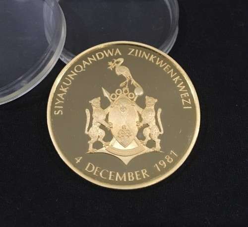 GOLD 1oz. Independence of Ciskei. Pres. Lennox L.Sebe Proof Medallion.