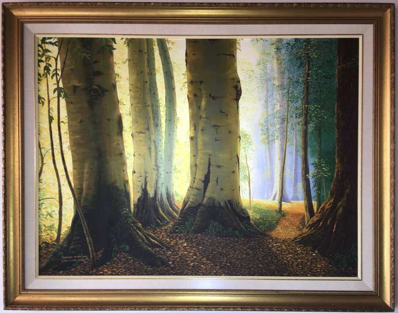Adriaan Van Der Linde "Light in the woods". (Framed).