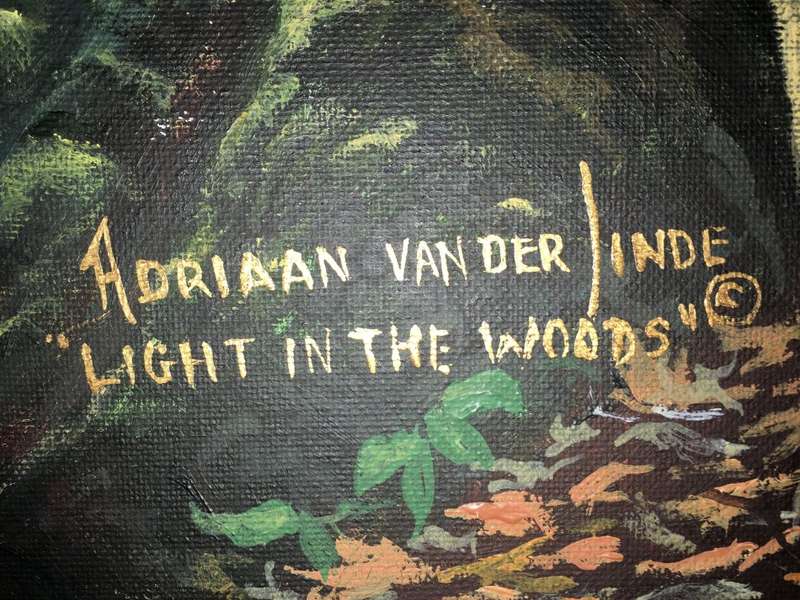 Adriaan Van Der Linde "Light in the woods". (Framed).
