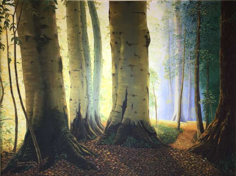 Adriaan Van Der Linde "Light in the woods". (Framed).