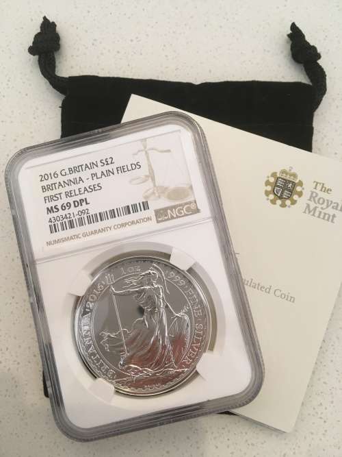 *SALE* | SILVER .999 BRITANNIA 2016 | RARE PLAIN FIELDS | NGC MS69 DPL | FIRST RELEASES