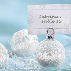 Kate Aspen - Place Card/Photo Holder - Flocked Glass Ornament - Snow Flurry (Pack of 6)