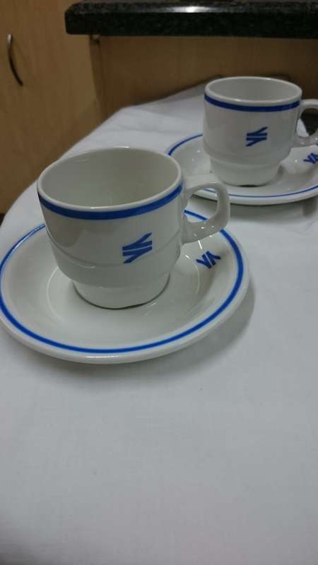 ###Wow!2 x Transnet\spoornet espresso\coffee cups and saucers with logo###