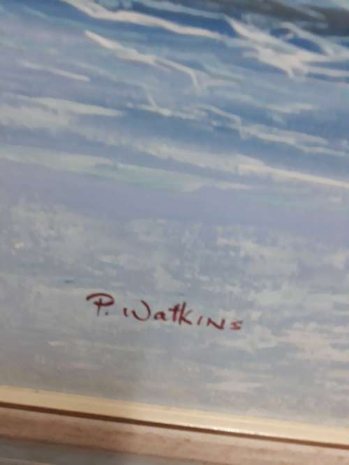##oil on canvas original P.Watkins seascape##