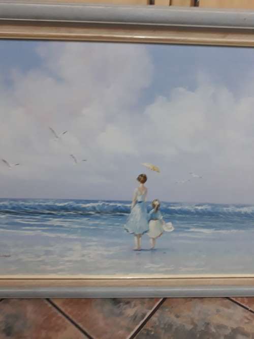 ##oil on canvas original P.Watkins seascape##