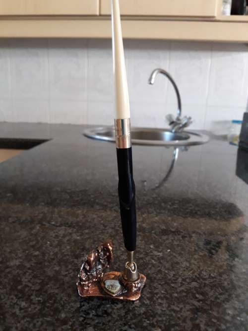 ##Kruger national park bronzed elephant with Schneider K100 ballpoint pen##