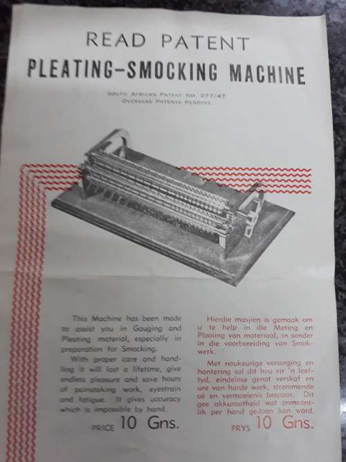 ##Vintage Read patent Pleating - smocking machine