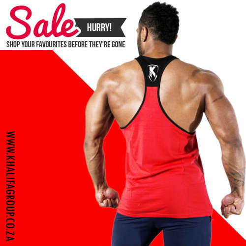 Gym Vest-Performance Paneled Stringer Vest Red/Black Availbe All Sizes S/M/L