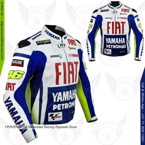 YAMAHA FIAT Valentino Rossi VR 46 Motorbike Racing Leather Jacket Mens Sizes