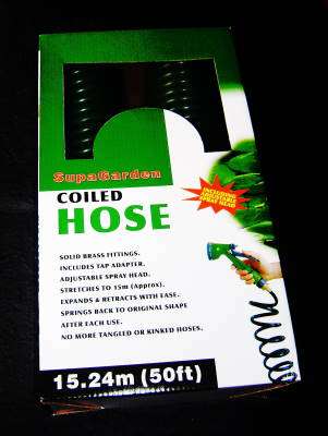 Brand New - 15.24M ( 50 FT ) Coiled Hose pipe with Adjustable Head