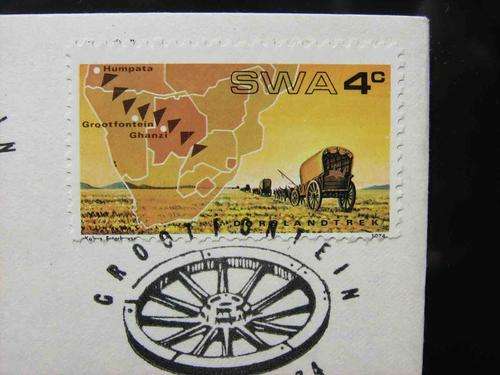 1974 SWA FDC,with perf.shifted stamp and two spots on the Namibian coast.
