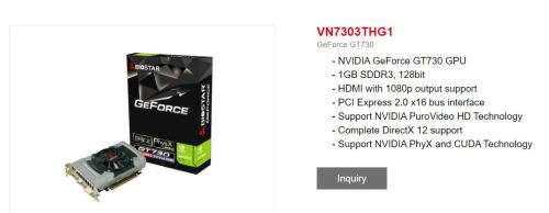 NVidia GT730 1GB DDR3 128bit Biostar
