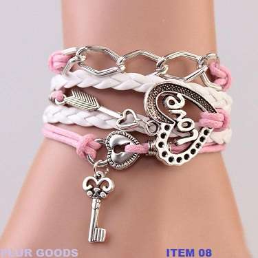 Stunning Infinity Bracelet Love Heart Lock and Key