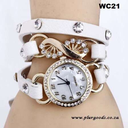 Rhinestone INFINITY Long Leather Sling Quartz Wrist Watch