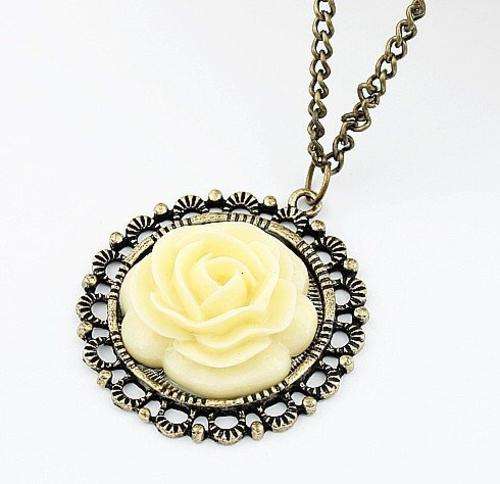 Vintage Yellow Rose Necklace