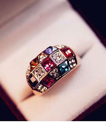 18K GP Austria Zircon Crystal Ring (Size 6)