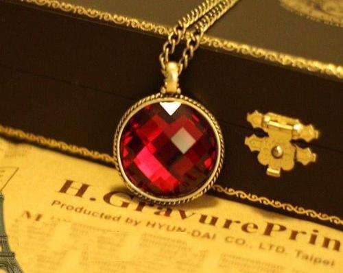 Vintage Orange Stone Long Pendant Necklace