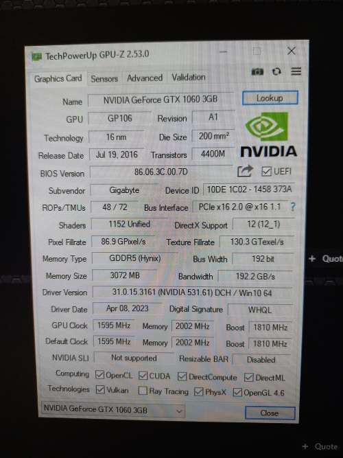 Gigabyte GTX 1060 3GB