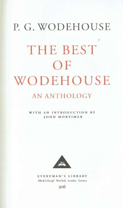 P. G. Wodehouse, The Best of Wodehouse: An Anthology (hardcover in very good condition)